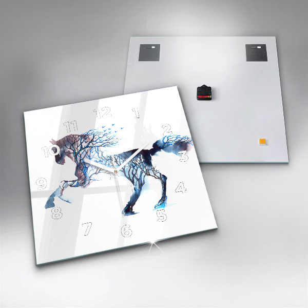 Square glass wall clock Nature of the animal