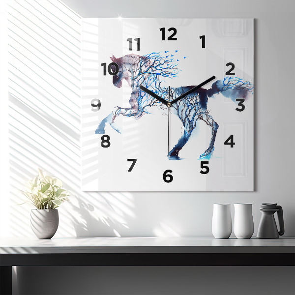Square glass wall clock Nature of the animal
