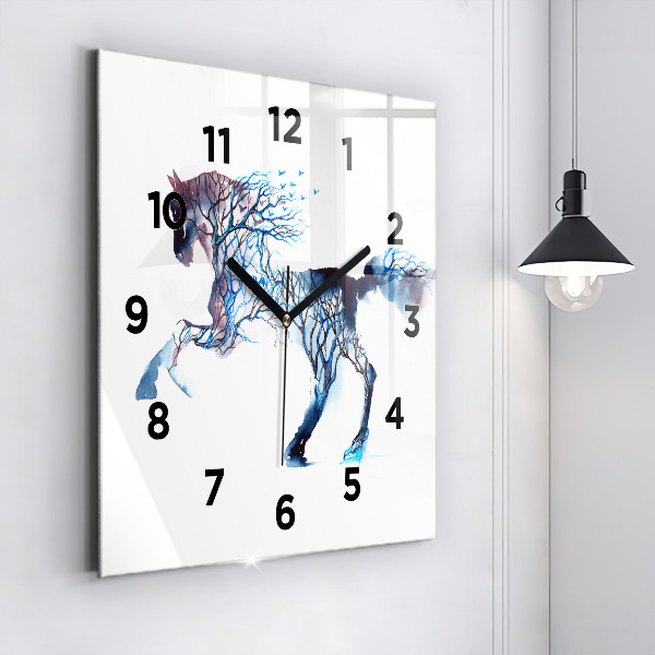 Square glass wall clock Nature of the animal