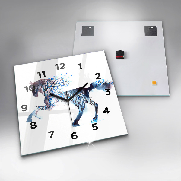 Square glass wall clock Nature of the animal