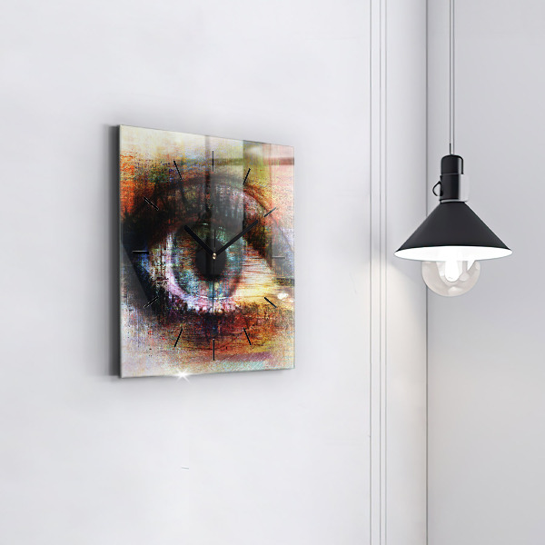 Square glass wall clock Street Art Eye