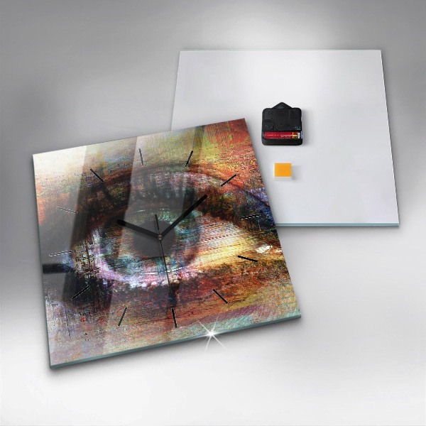 Square glass wall clock Street Art Eye