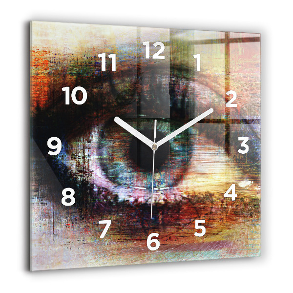 Square glass wall clock Street Art Eye