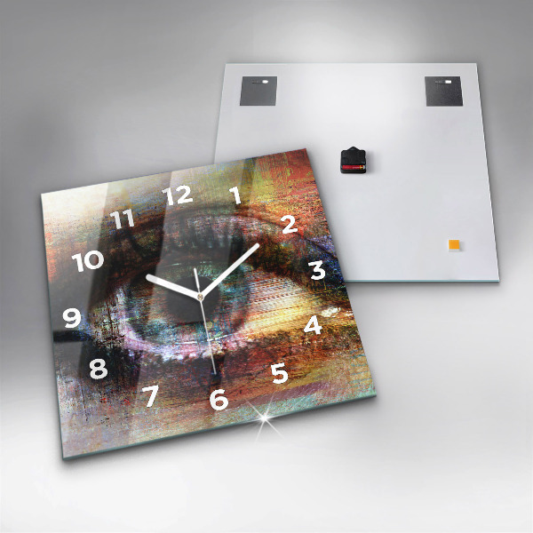 Square glass wall clock Street Art Eye