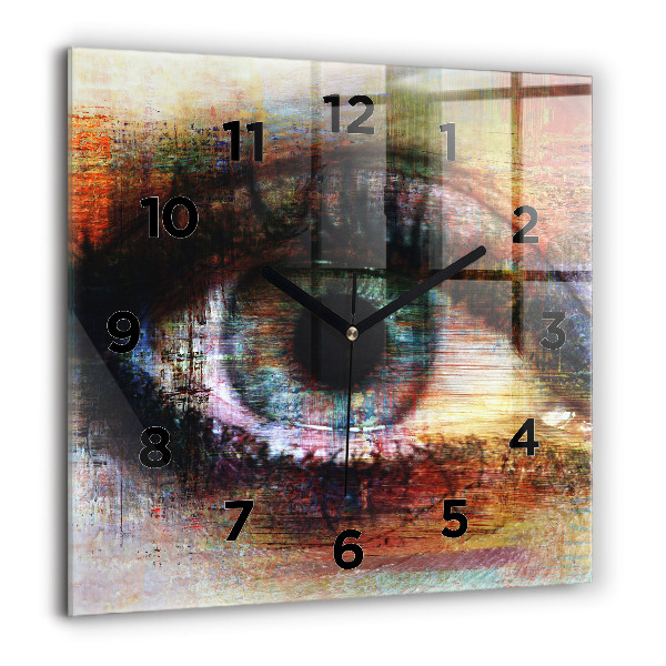 Square glass wall clock Street Art Eye