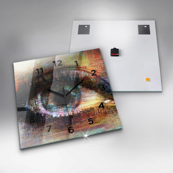 Square glass wall clock Street Art Eye