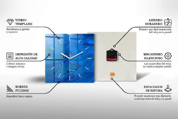 Square glass wall clock Street Art Eye