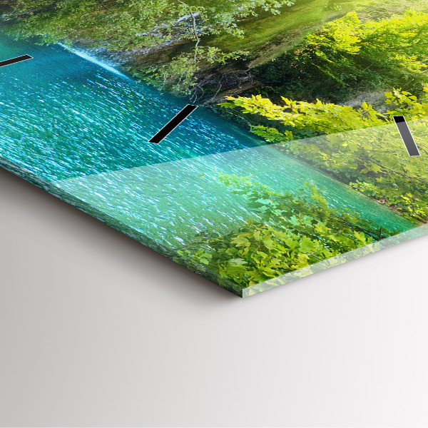 Square glass wall clock Lagoon Landscape