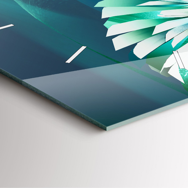 Square glass wall clock Image of a flying eagle