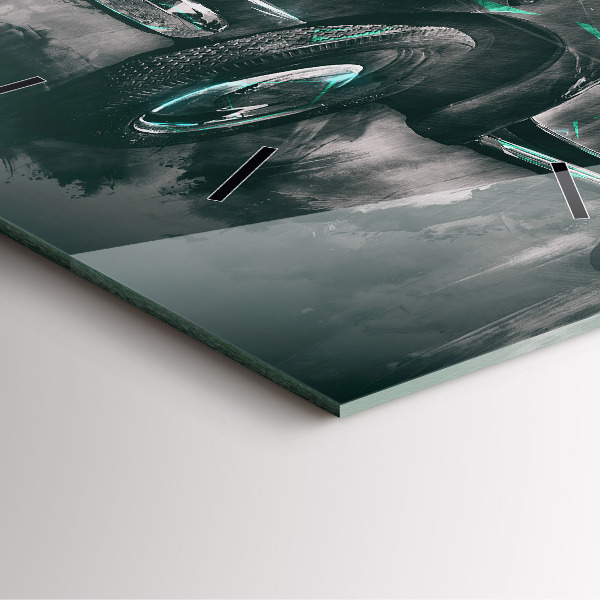 Square glass wall clock Old School Car