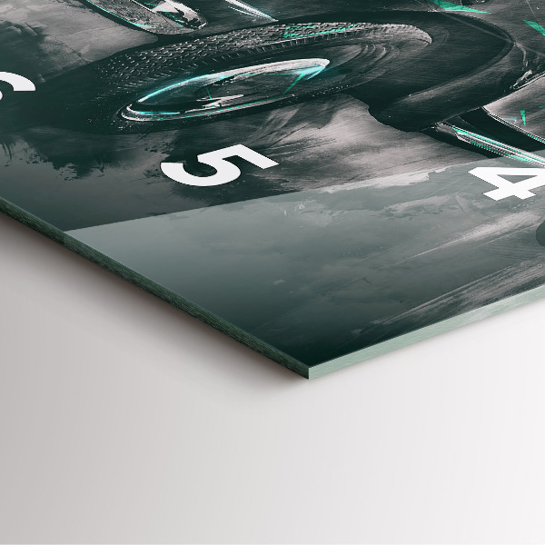 Square glass wall clock Old School Car