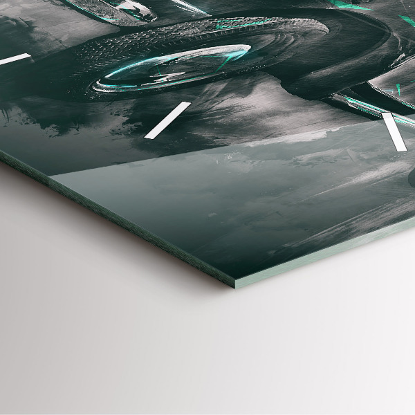 Square glass wall clock Old School Car