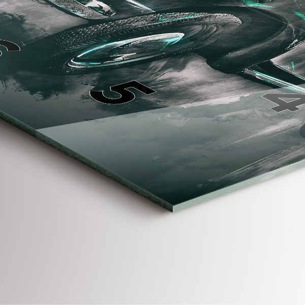 Square glass wall clock Old School Car