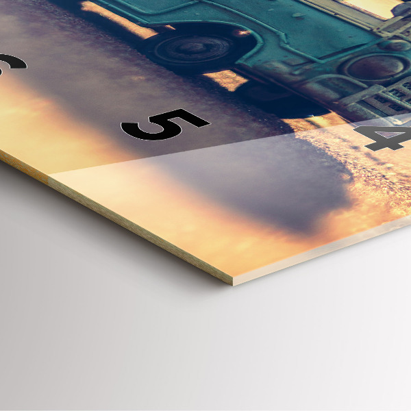 Square glass wall clock Camper on the beach