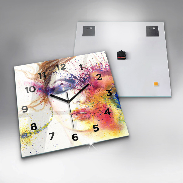 Square glass wall clock Portrait of a Mysterious Woman