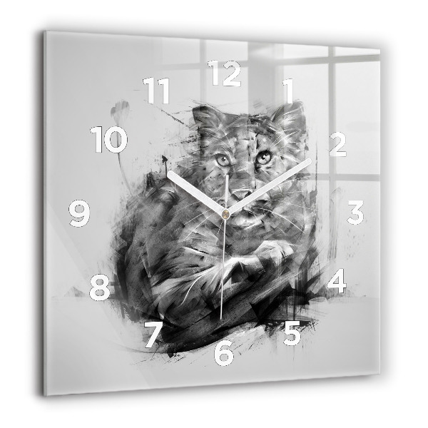Square glass wall clock Painted lion
