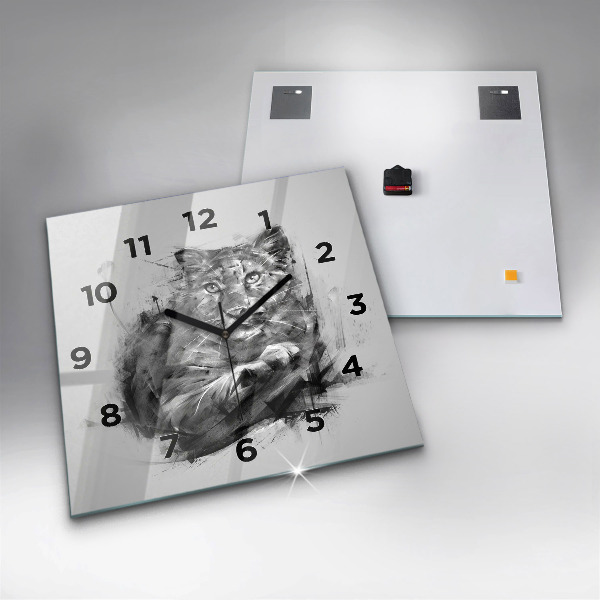 Square glass wall clock Painted lion
