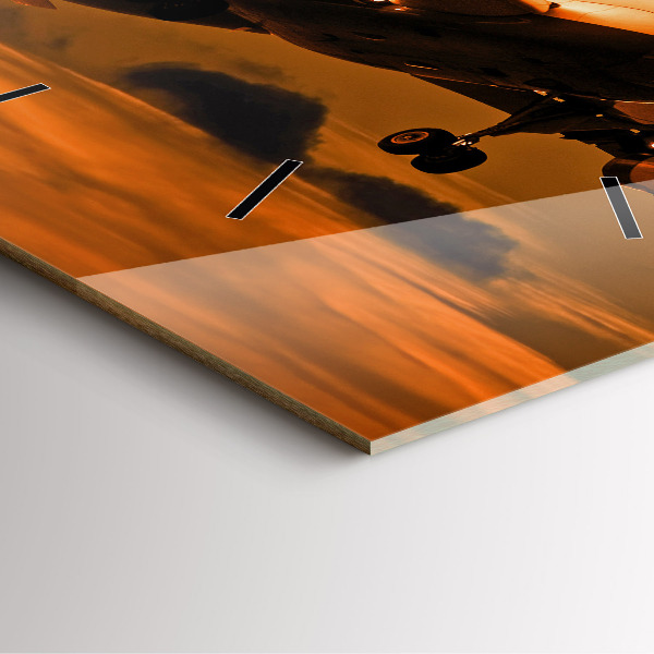 Square glass wall clock Travel by plane