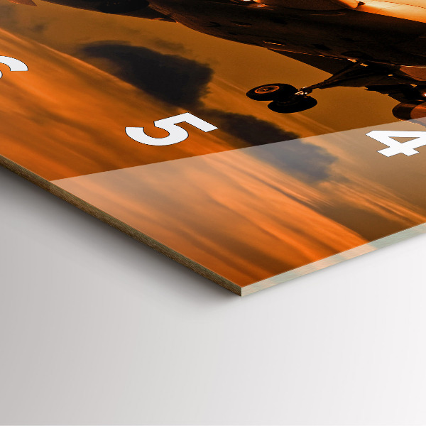 Square glass wall clock Travel by plane