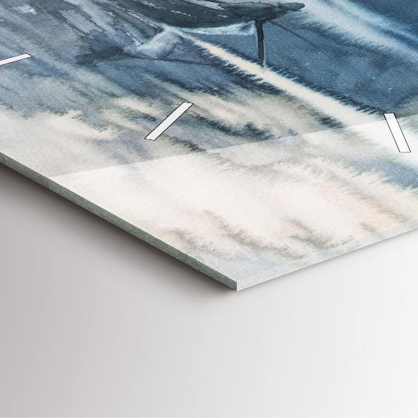 Square glass wall clock Winter Lake Łódka