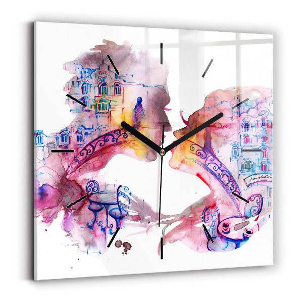 Square glass wall clock Two Bodies One Soul
