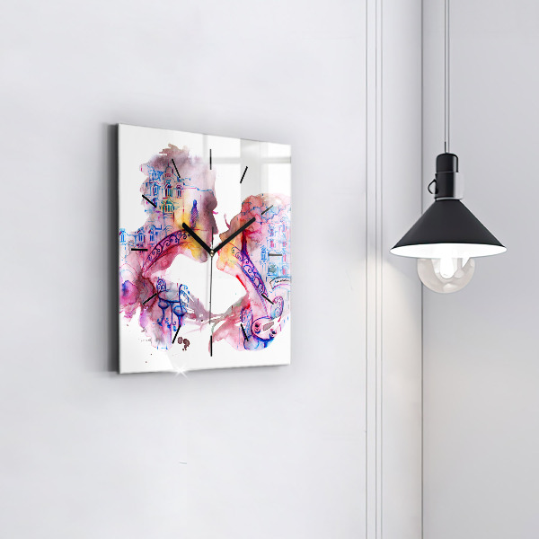 Square glass wall clock Two Bodies One Soul