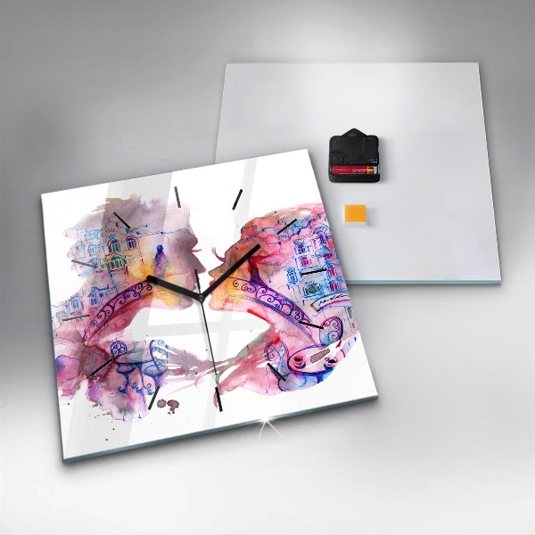 Square glass wall clock Two Bodies One Soul