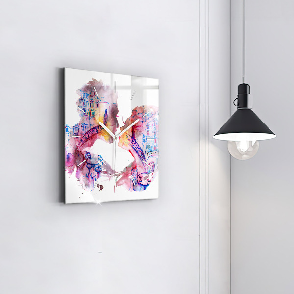 Square glass wall clock Two Bodies One Soul