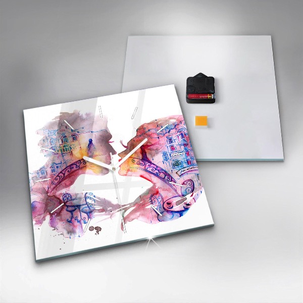 Square glass wall clock Two Bodies One Soul