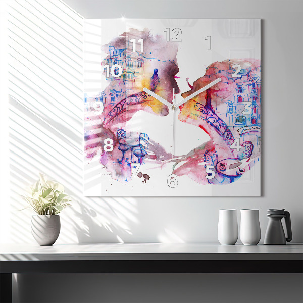 Square glass wall clock Two Bodies One Soul
