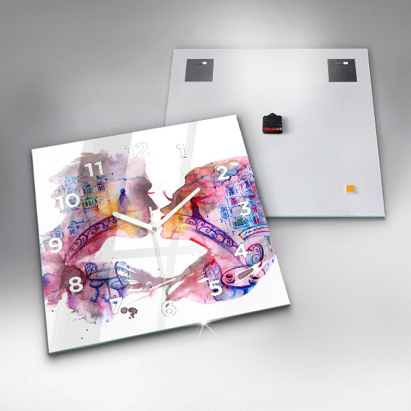 Square glass wall clock Two Bodies One Soul