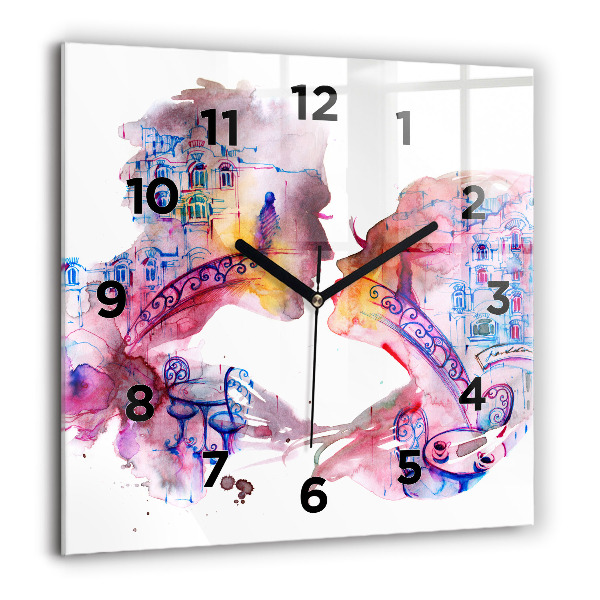 Square glass wall clock Two Bodies One Soul