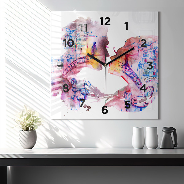 Square glass wall clock Two Bodies One Soul