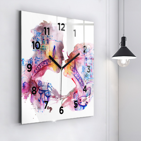 Square glass wall clock Two Bodies One Soul