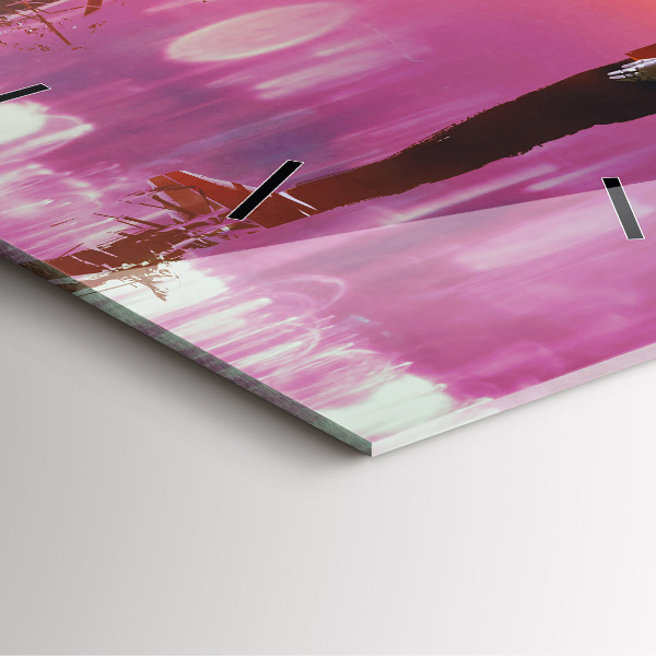 Square glass wall clock Cyberspace