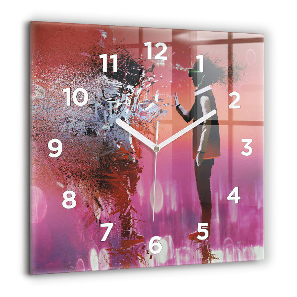 Square glass wall clock Cyberspace