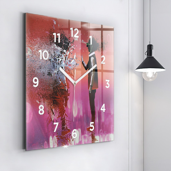Square glass wall clock Cyberspace