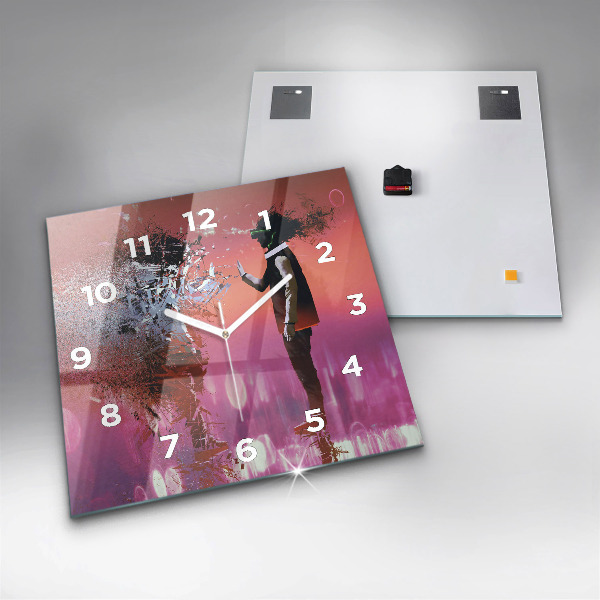 Square glass wall clock Cyberspace