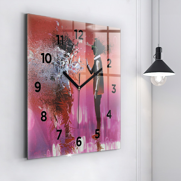Square glass wall clock Cyberspace