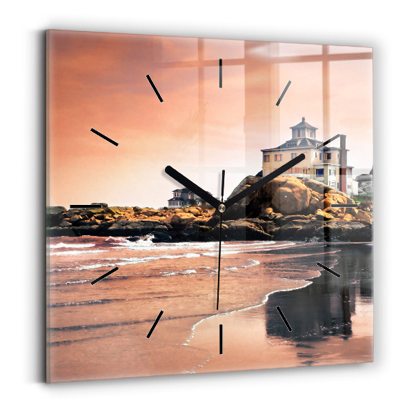 Square glass wall clock Sherman Coast