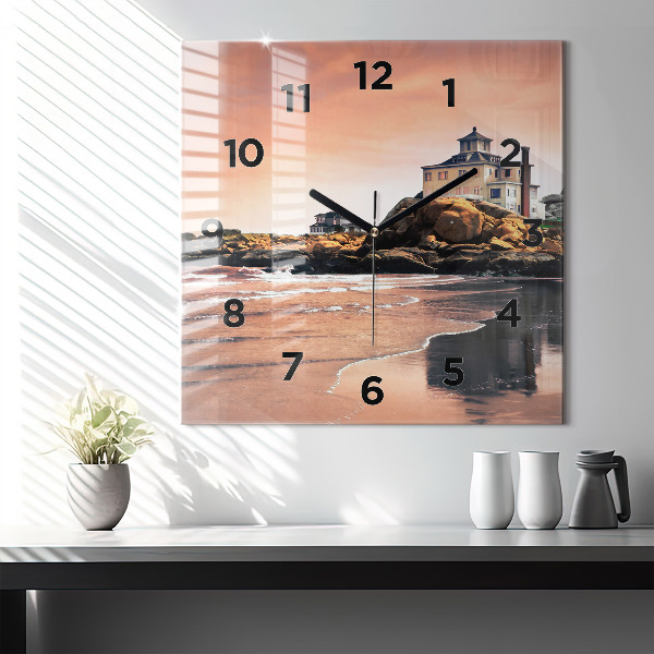 Square glass wall clock Sherman Coast