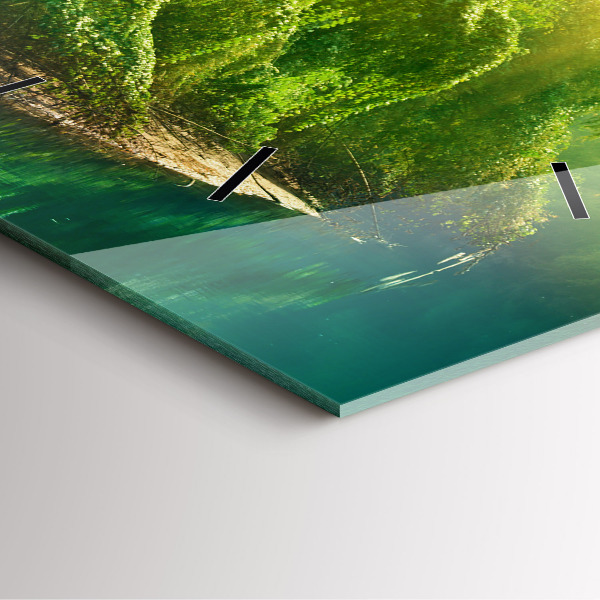 Square glass wall clock Peaceful nature