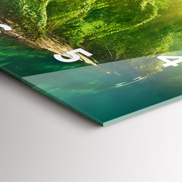 Square glass wall clock Peaceful nature