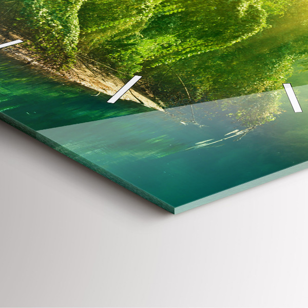 Square glass wall clock Peaceful nature