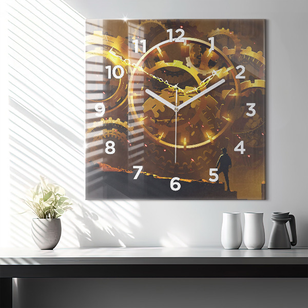 Square glass wall clock Time – Mechanism