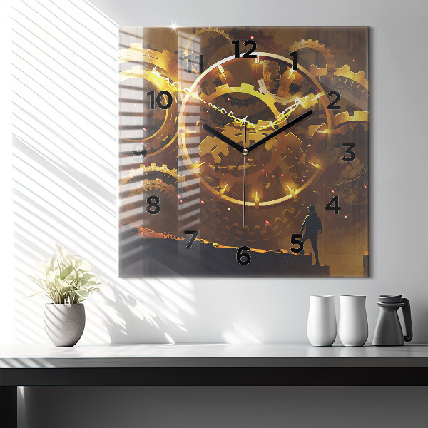 Square glass wall clock Time – Mechanism