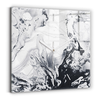 Square glass wall clock Abstract Ink Marble