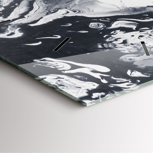 Square glass wall clock Abstract Ink Marble