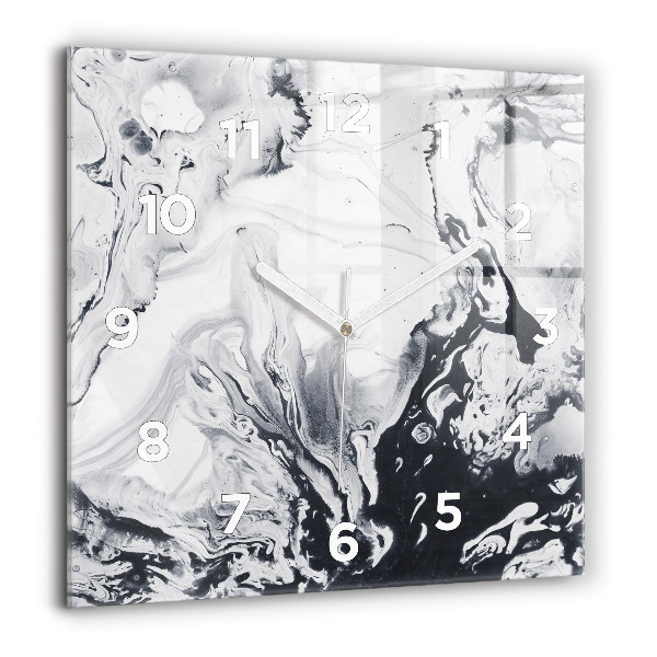 Square glass wall clock Abstract Ink Marble