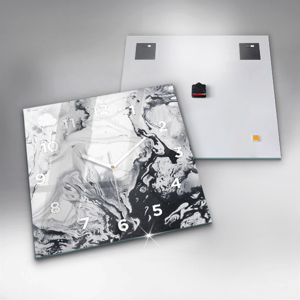 Square glass wall clock Abstract Ink Marble